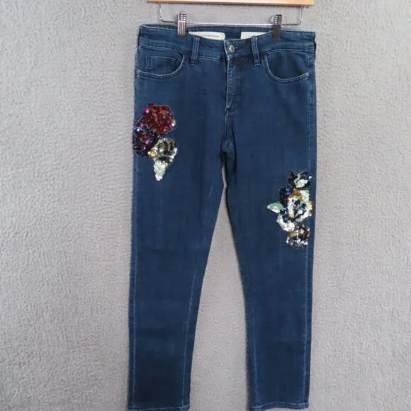 Anthropologie Pilcro and the Letterpress Jeans 26 Slim Sequin Boyfriend Bling - Picture 1 of 13